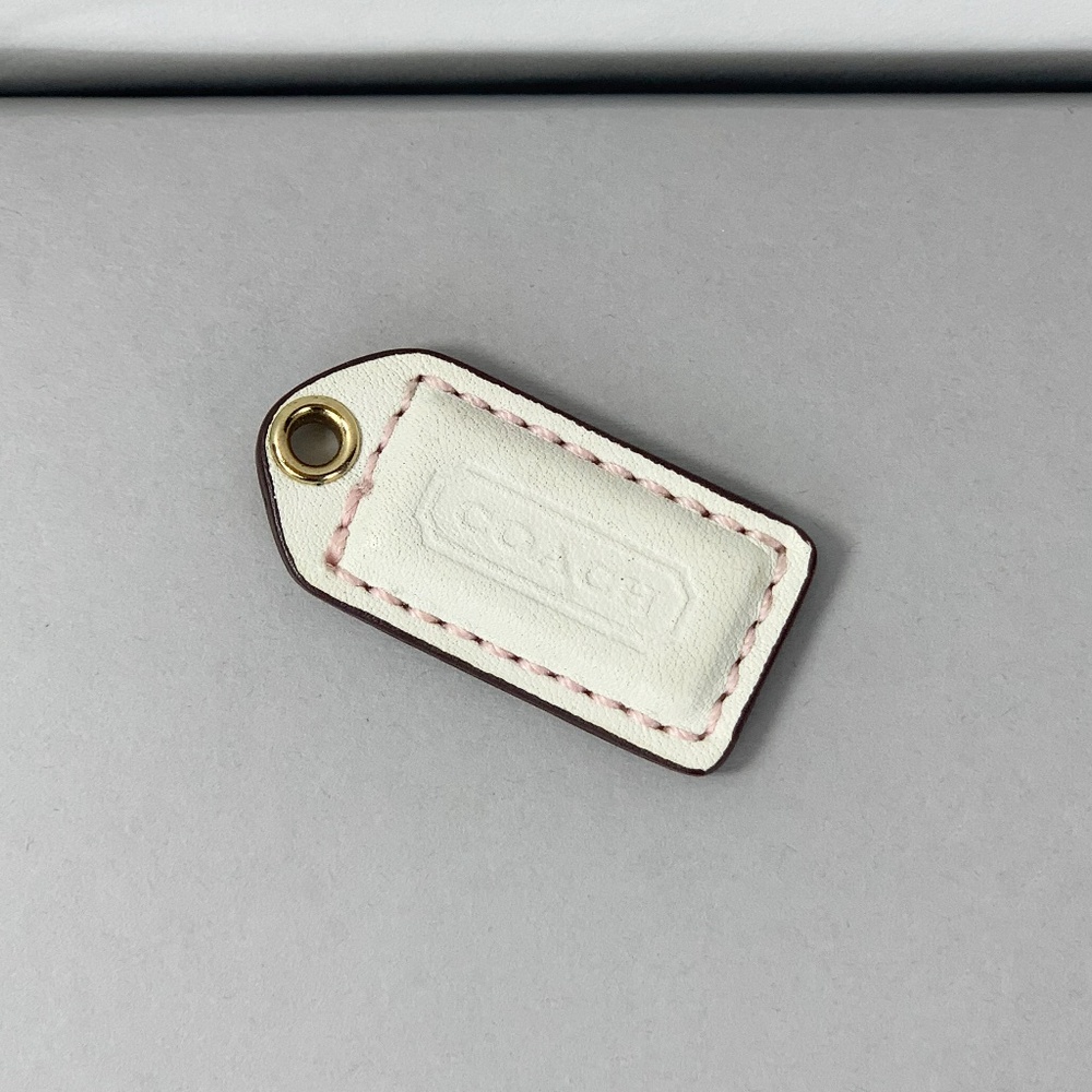 COACH Leather Logo Handbag Hangtag in White